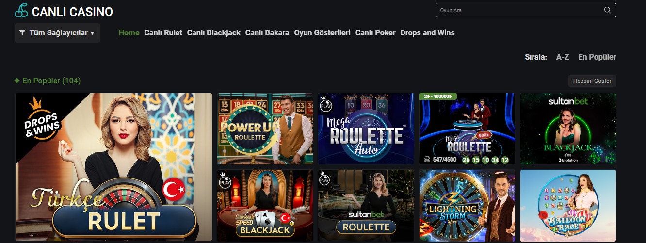 Sultanbet canlı casino seçenekleri